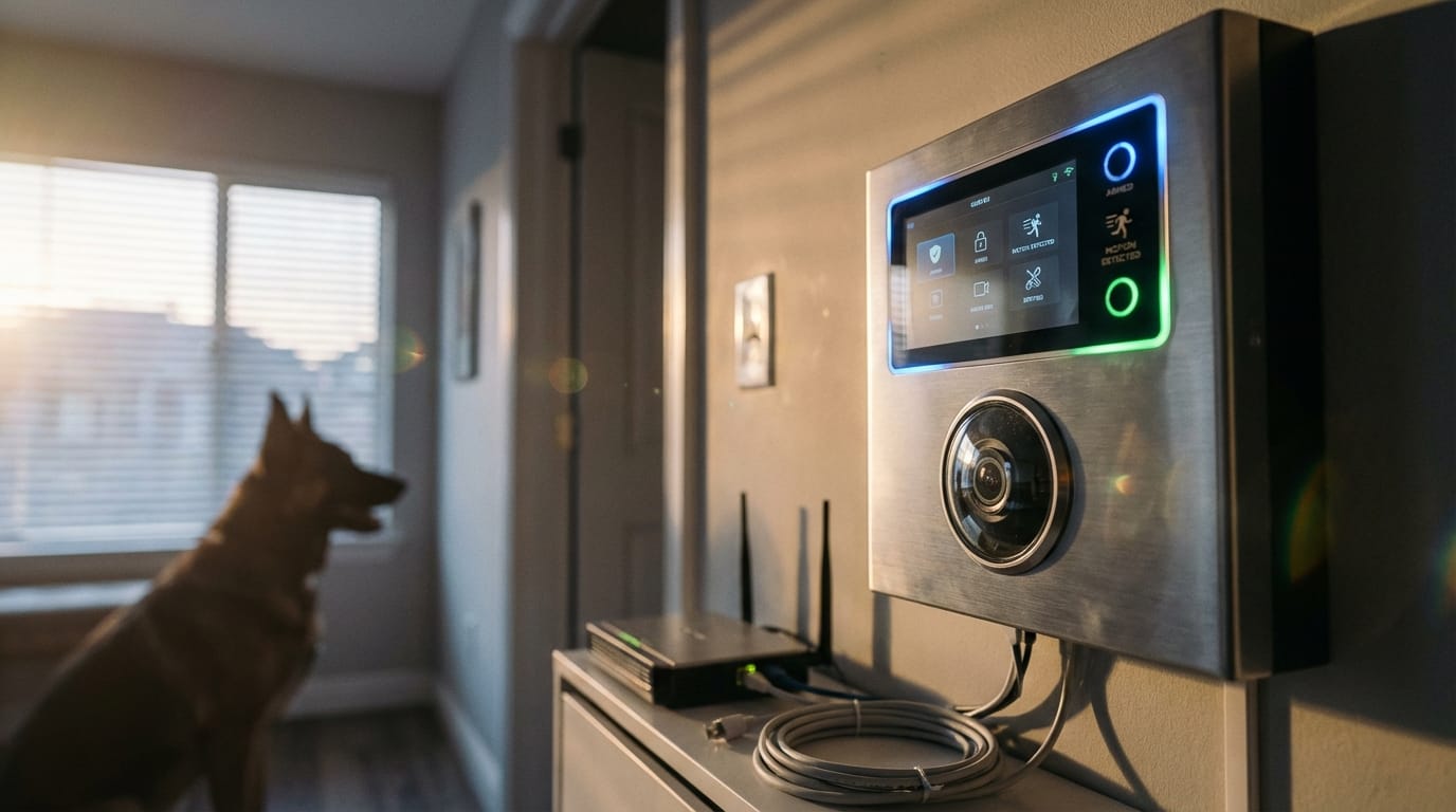 System alarmowy, monitoring, ochrona domu, kamera CCTV, pies stróżujący, bezpieczeństwo