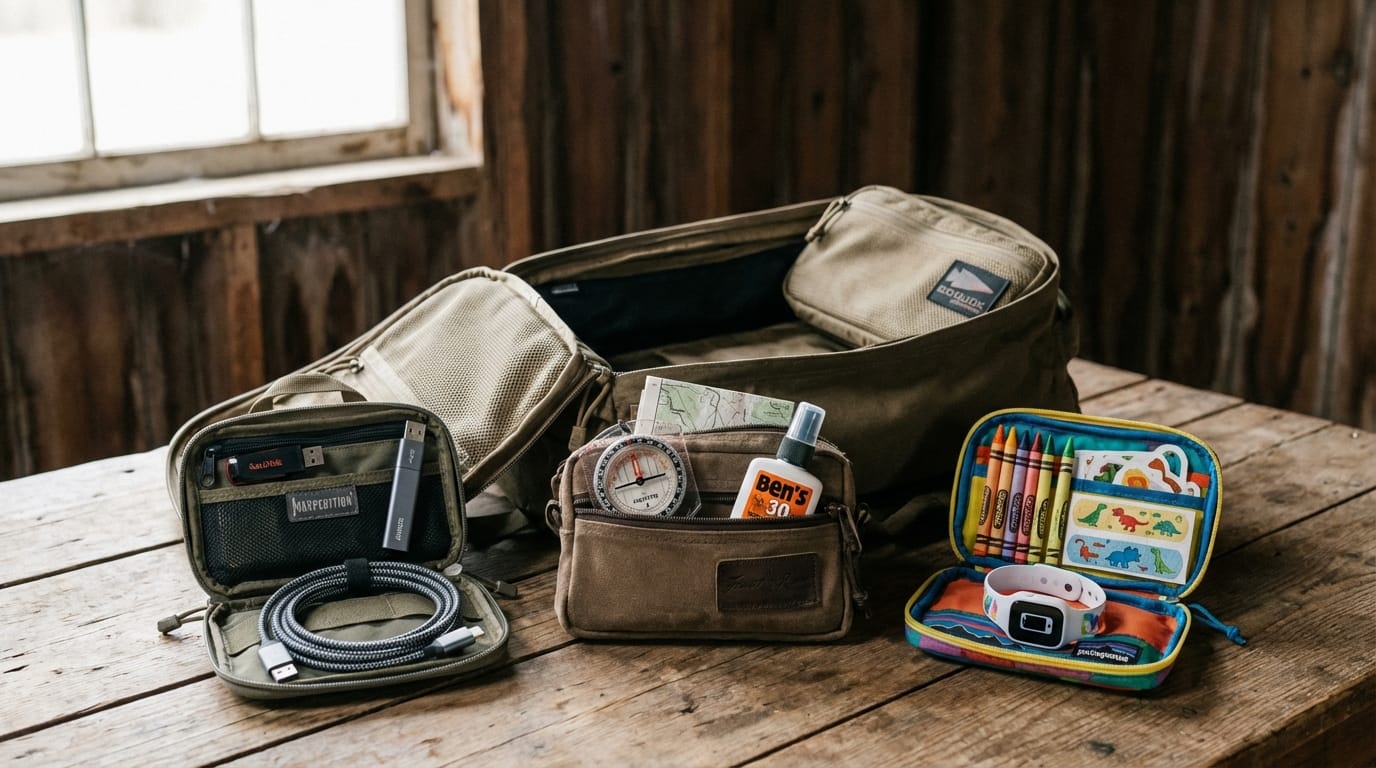 Plecak otwarty, moduły biuro, las, dzieci, akcesoria podróżne, EDC, survival