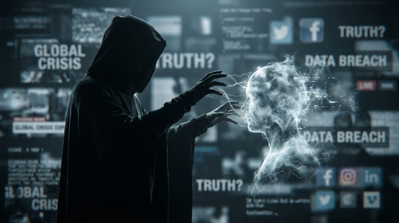 Dezinformacja manipulująca umysłem, subtelne cienie, chaos informacyjny, fałszywe wiadomości